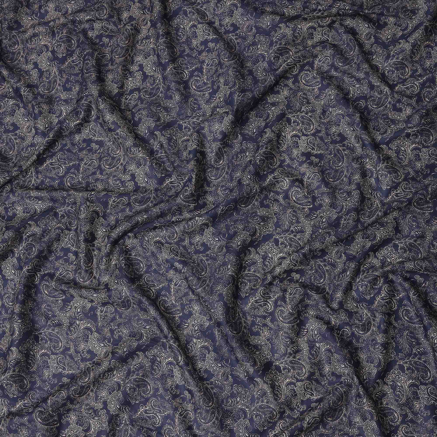 Navy Blue Paisley Cotton Lawn Fabric 140cm