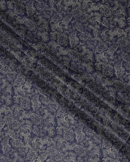 Navy Blue Paisley Cotton Lawn Fabric 140cm