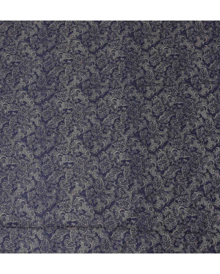 Navy Blue Paisley Cotton Lawn Fabric 140cm