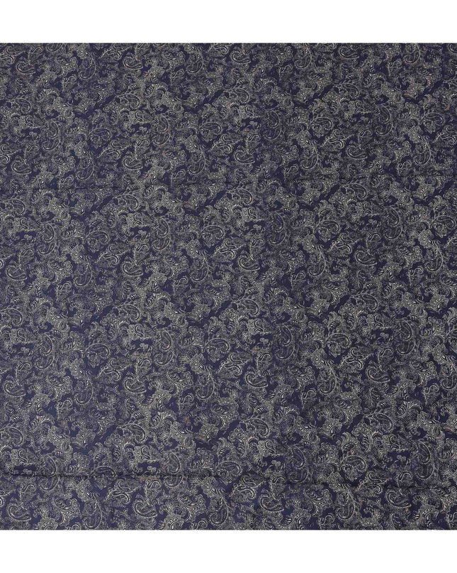 Navy Blue Paisley Cotton Lawn Fabric 140cm
