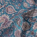 Peacock Teal Paisley Cotton Lawn Fabric 140cm