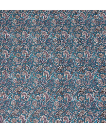 Peacock Teal Paisley Cotton Lawn Fabric 140cm