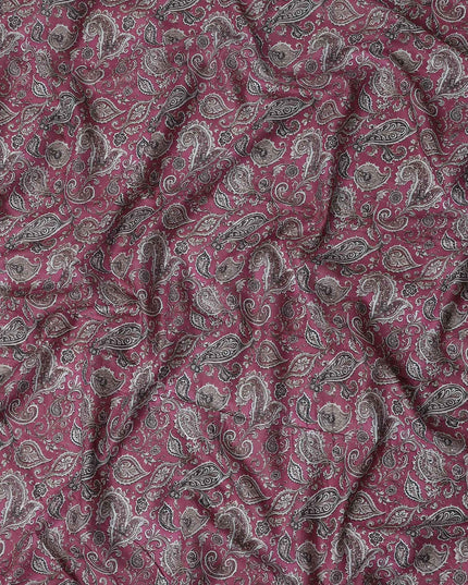 Magenta Berry Paisley Cotton Lawn Fabric 140cm