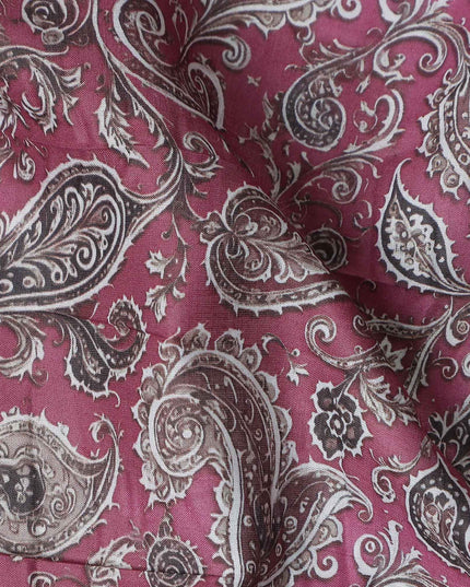 Magenta Berry Paisley Cotton Lawn Fabric 140cm