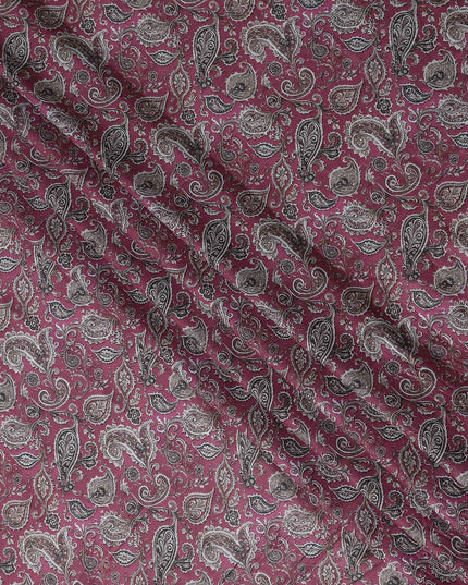 Magenta Berry Paisley Cotton Lawn Fabric 140cm