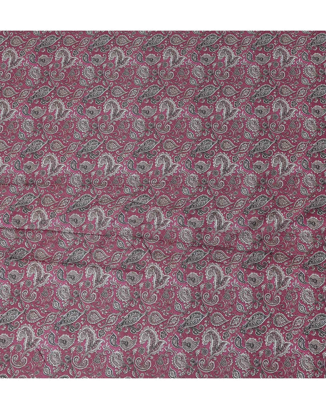 Magenta Berry Paisley Cotton Lawn Fabric 140cm