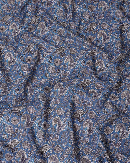 Cornflower Blue Paisley Cotton Lawn Fabric 140cm