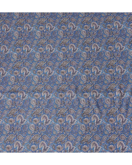 Cornflower Blue Paisley Cotton Lawn Fabric 140cm