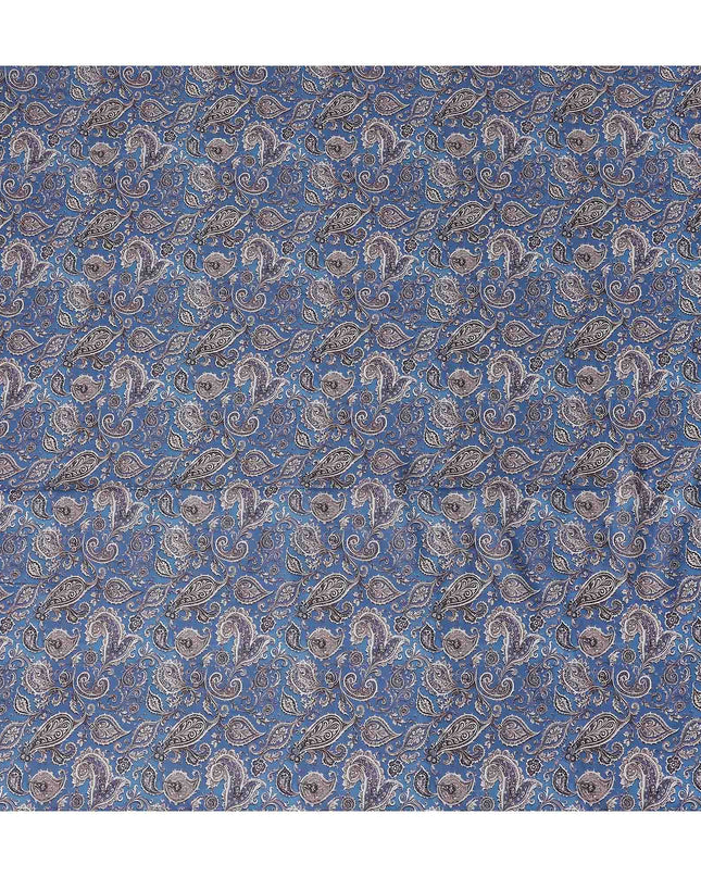 Cornflower Blue Paisley Cotton Lawn Fabric 140cm