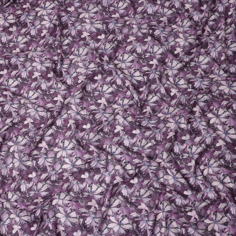 Plum Purple Floral Cotton Lawn Fabric 140cm