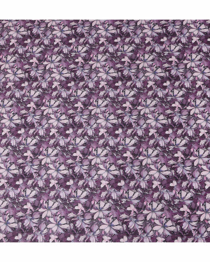 Plum Purple Floral Cotton Lawn Fabric 140cm