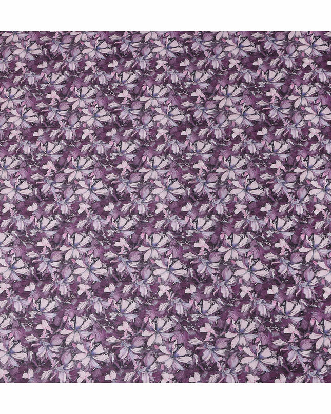 Plum Purple Floral Cotton Lawn Fabric 140cm
