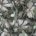 Olive Green Floral Cotton Lawn Fabric 140cm