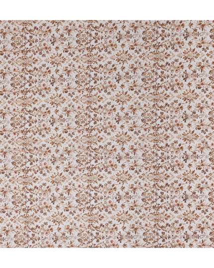 Warm Beige Floral Cotton Lawn Fabric 140cm