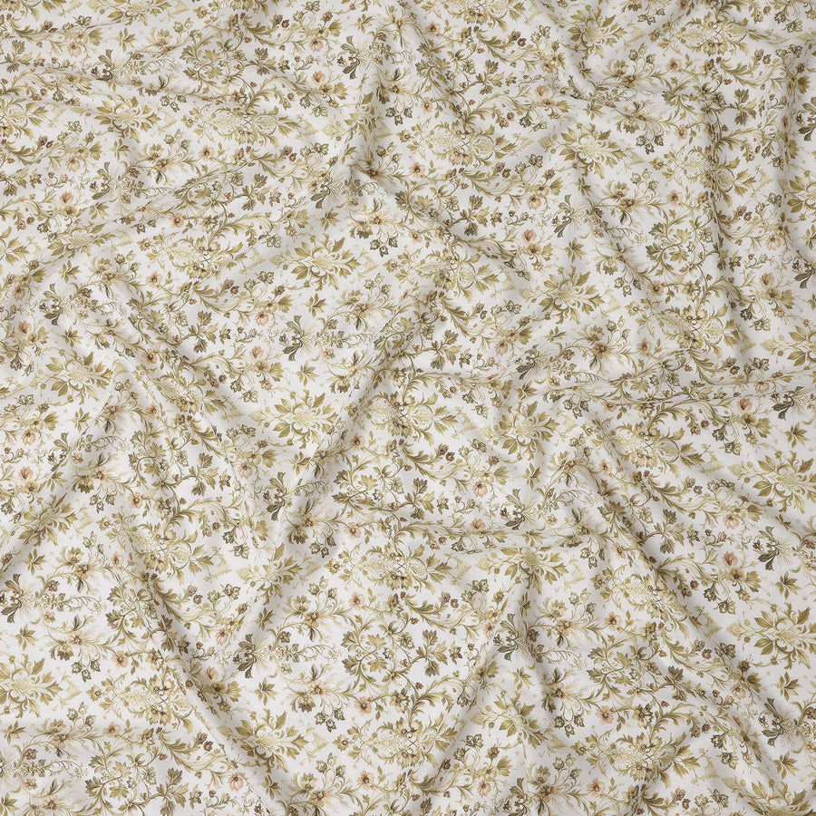 Sage Green Floral Cotton Lawn Fabric 140cm