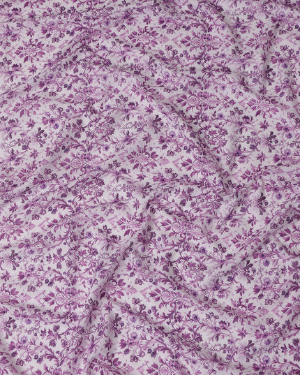 Orchid Mauve Floral Cotton Lawn Fabric 140cm