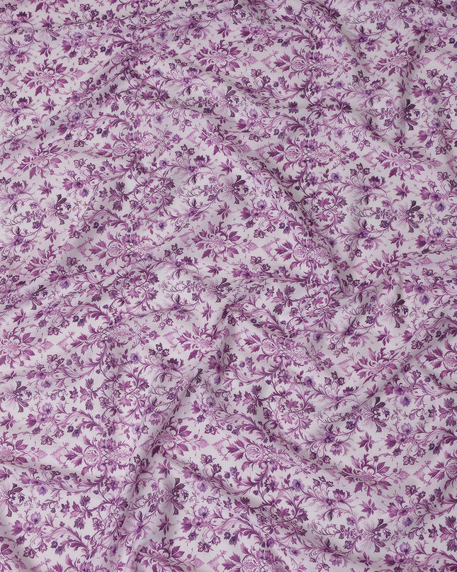 Orchid Mauve Floral Cotton Lawn Fabric 140cm