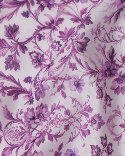 Orchid Mauve Floral Cotton Lawn Fabric 140cm