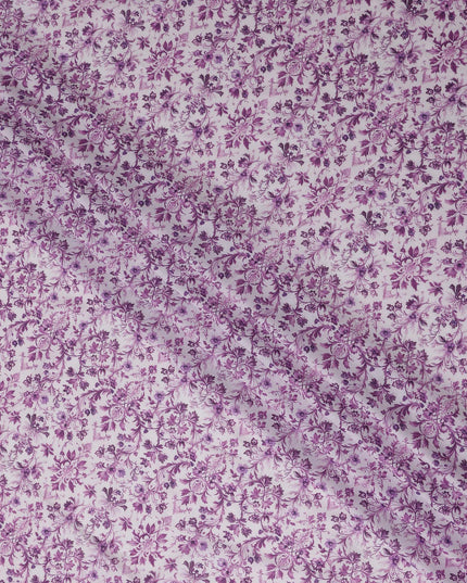 Orchid Mauve Floral Cotton Lawn Fabric 140cm