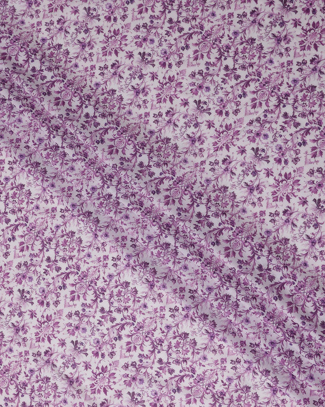 Orchid Mauve Floral Cotton Lawn Fabric 140cm