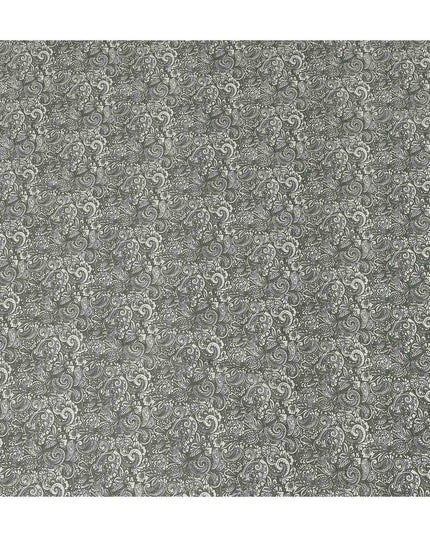 Steel Grey Paisley Cotton Lawn Fabric 140cm