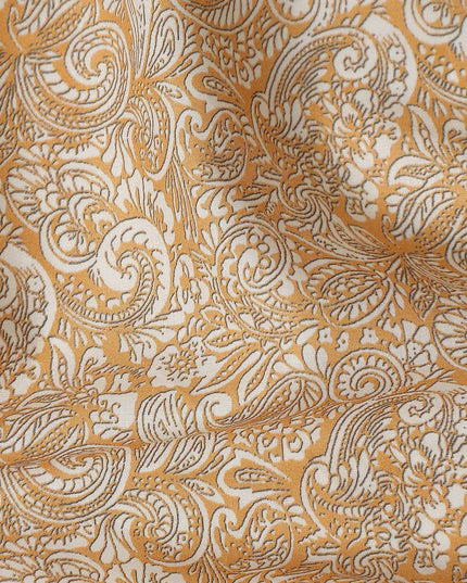 Golden Beige Paisley Cotton Lawn Fabric 140cm