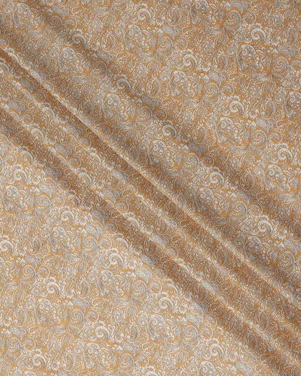 Golden Beige Paisley Cotton Lawn Fabric 140cm