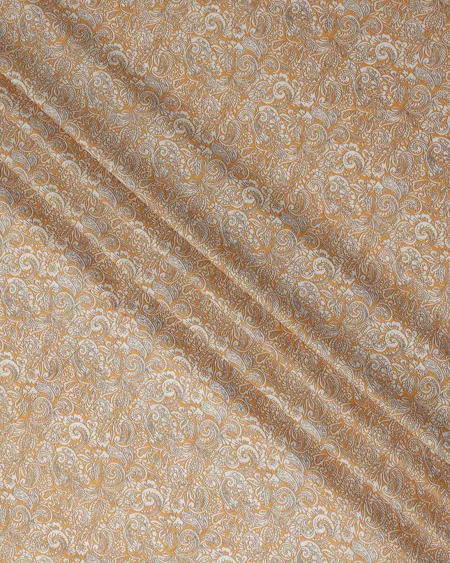 Golden Beige Paisley Cotton Lawn Fabric 140cm