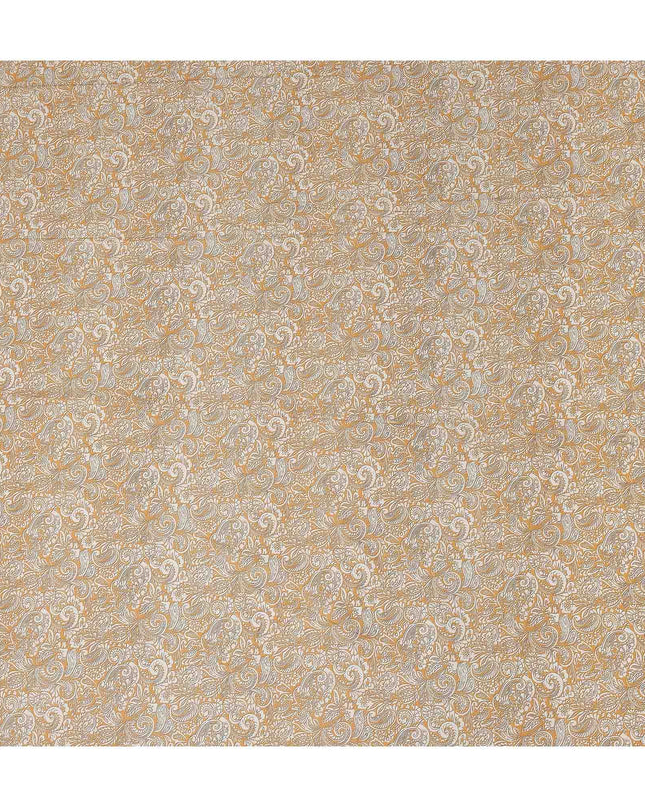 Golden Beige Paisley Cotton Lawn Fabric 140cm
