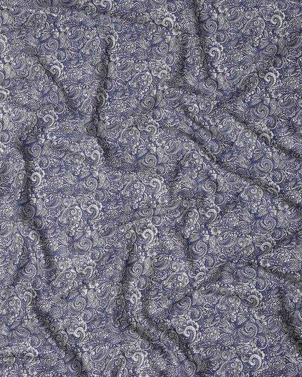 Charcoal Grey Paisley Cotton Lawn Fabric 140cm