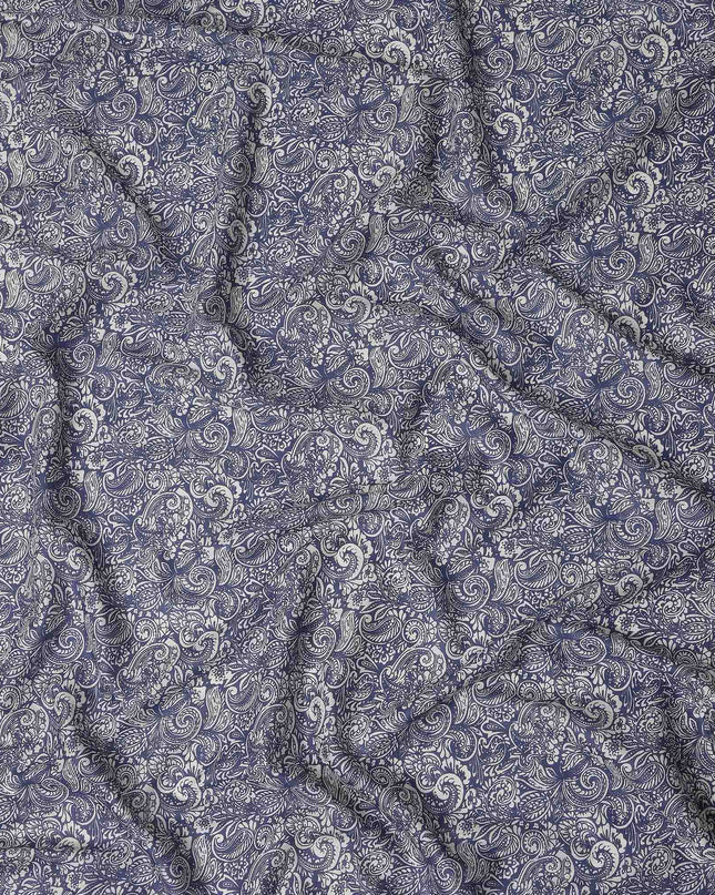 Charcoal Grey Paisley Cotton Lawn Fabric 140cm