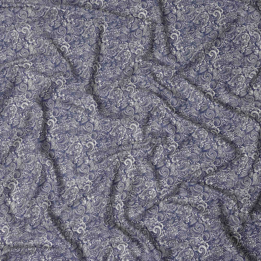 Charcoal Grey Paisley Cotton Lawn Fabric 140cm