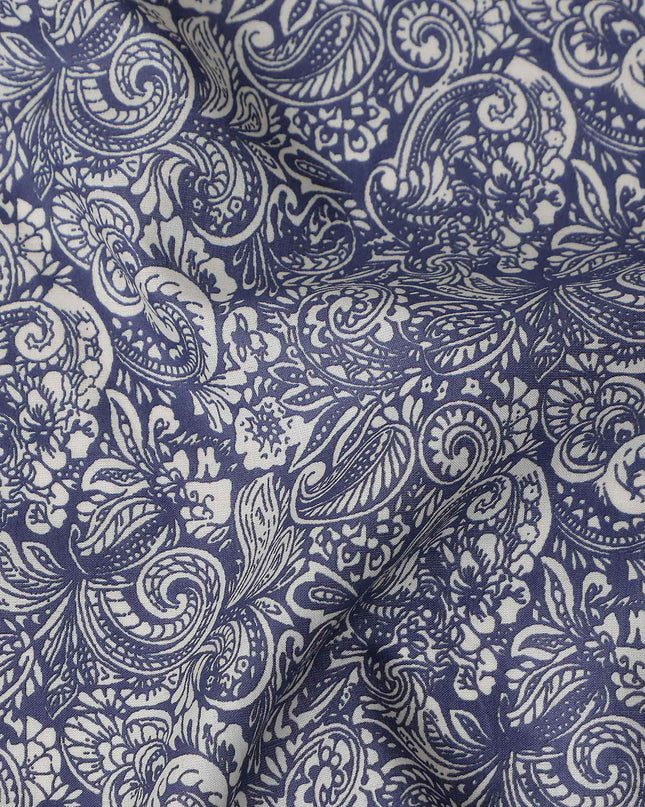 Charcoal Grey Paisley Cotton Lawn Fabric 140cm