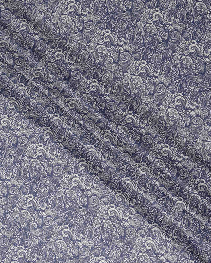 Charcoal Grey Paisley Cotton Lawn Fabric 140cm