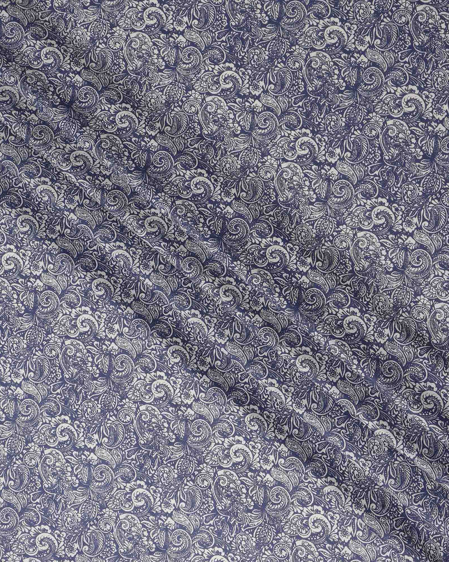 Charcoal Grey Paisley Cotton Lawn Fabric 140cm