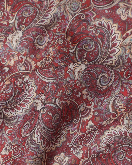 Rust Terracotta Paisley Cotton Lawn Fabric 140cm