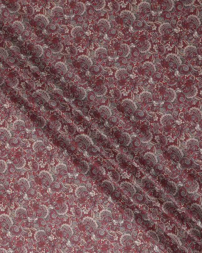 Rust Terracotta Paisley Cotton Lawn Fabric 140cm