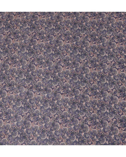 Navy Blue Paisley Cotton Lawn Fabric 140cm