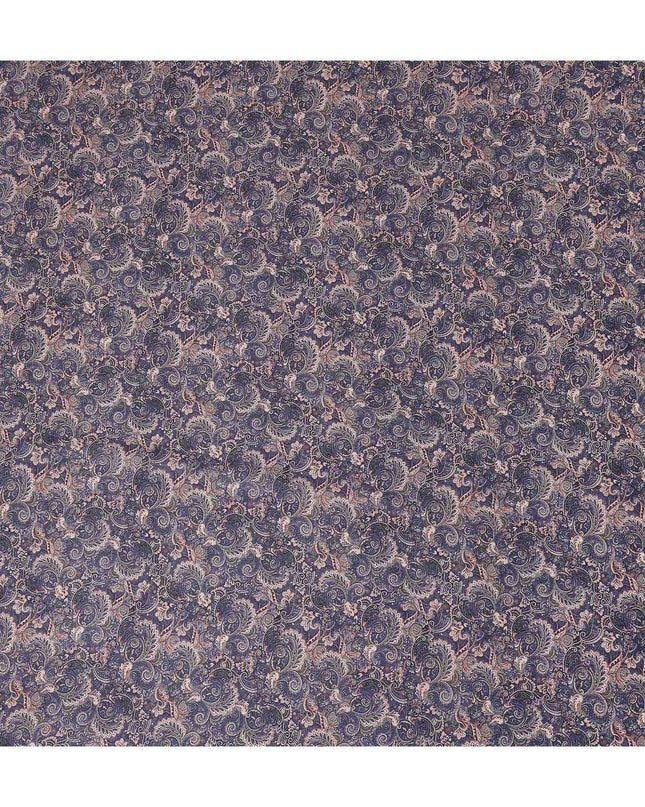 Navy Blue Paisley Cotton Lawn Fabric 140cm
