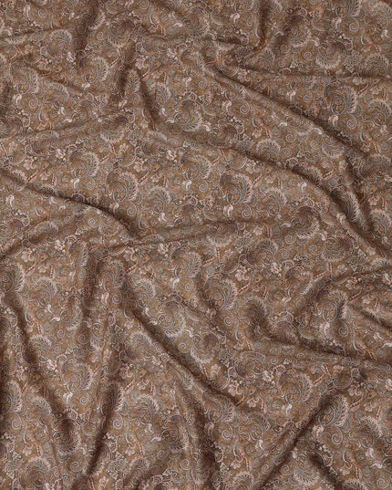 Chocolate Brown Paisley Cotton Lawn Fabric 140cm