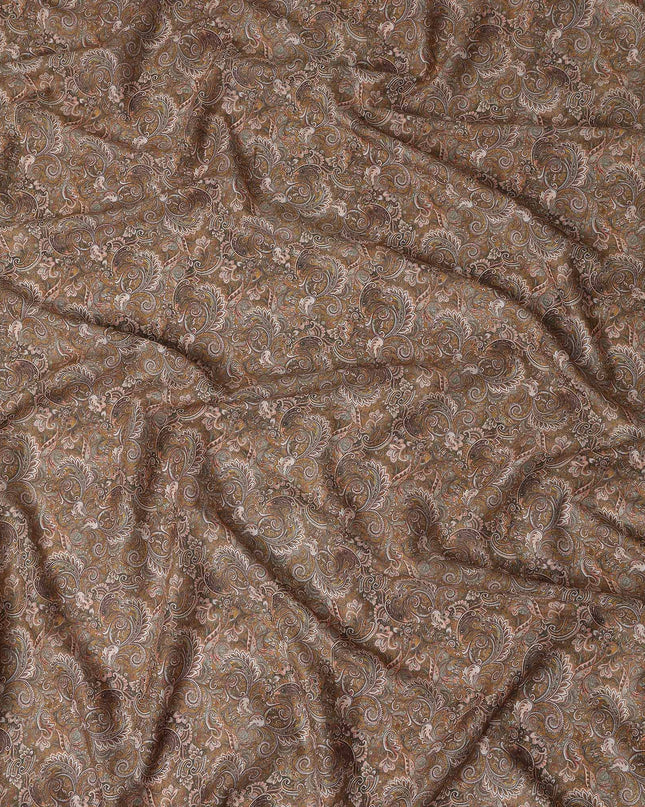 Chocolate Brown Paisley Cotton Lawn Fabric 140cm