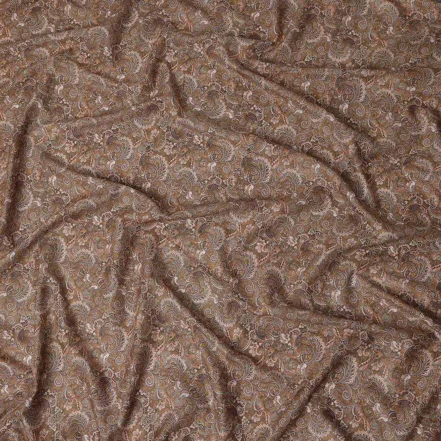 Chocolate Brown Paisley Cotton Lawn Fabric 140cm