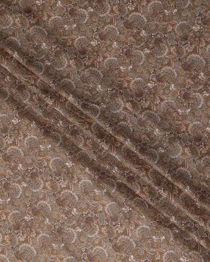 Chocolate Brown Paisley Cotton Lawn Fabric 140cm