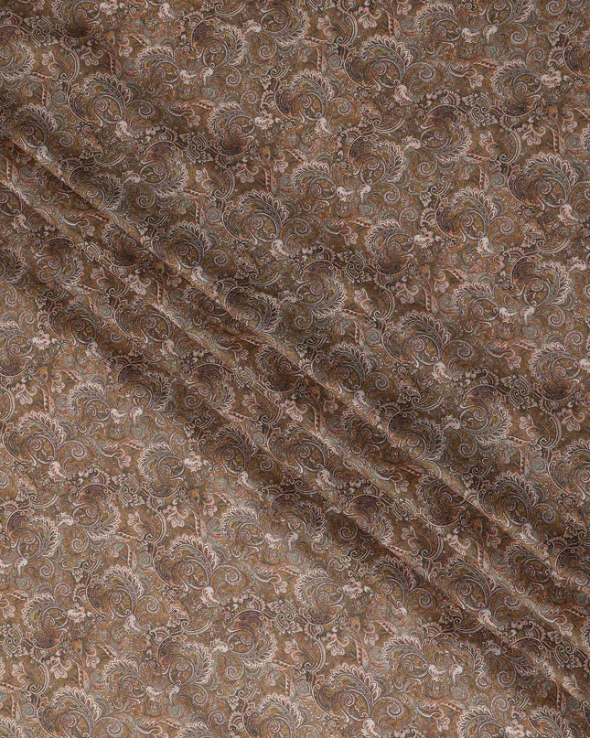 Chocolate Brown Paisley Cotton Lawn Fabric 140cm