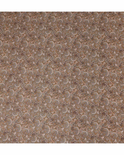 Chocolate Brown Paisley Cotton Lawn Fabric 140cm