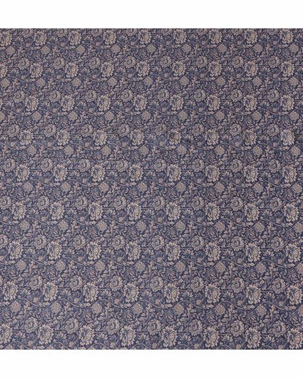 Navy Blue Floral Cotton Lawn Fabric 140cm