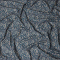 Teal Blue Floral Cotton Lawn Fabric 140cm
