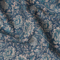 Teal Blue Floral Cotton Lawn Fabric 140cm