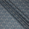 Teal Blue Floral Cotton Lawn Fabric 140cm