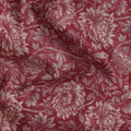 Burgundy Maroon Floral Cotton Lawn Fabric 140cm